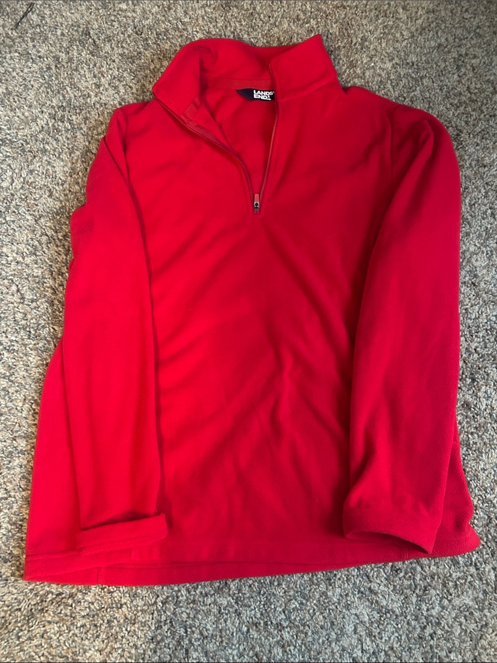 Lands' End womens Bright Red Quarter-Zip Fleece